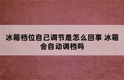 冰箱档位自己调节是怎么回事 冰箱会自动调档吗